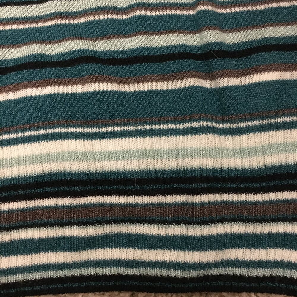 NWT Ricki's Retro Striped V-Neck Rolled Cuff Rayon Sweater - Picture 10 of 16